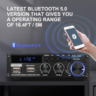 1200W zesilovač, HiFi audio Stereo BT přenosné rádio do auta nebo domů, s dálkovým ovládáním a mini 2CH LCD displejem, 12 V / 22